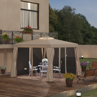 Outsunny - Tonnelle de patio extérieure 10 pi l x 10 pi L avec parois latérales - kaki-Rideaux intérieurs en tissu maillé avec 4 fermetures éclair intégrées