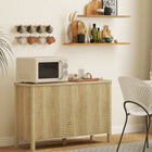 HOMCOM - Buffet cannelé 47,2 po L avec rangement - bois naturel-Les portes à ouverture par pression assurent un aspect épuré et améliorent la commodité 