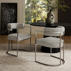 Modway - Huron Dos courbé Tissu et métal Chaise d’accent pour salle à manger - Blé argenté-Glissières de plancher ajustables non marquées