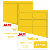 JAM Paper Étiquettes adresse pour le courrier, 2 x 4 po, jaune soleil, 240 par paquet-6 2/5 oz