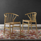 Modway - Flourish Fuseau Fauteuil d’appoint de salle à manger Ensemble de 2 - Naturel-Cadre en bois massif massif