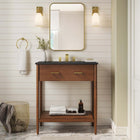 Modway - Zaire 30" Vanette de salle de bain - Noir noyer-Tirs de poignée en métal