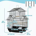 PawHut - Cage pour oiseaux d'intérieur 25 po H avec perchoir, balançoire, récipient à nourriture, plateau coulissant, poignée - noir-Portes coulissantes pour la nourriture incluses, permettant un accès facile à la nourriture et à l'eau de vos oiseaux 