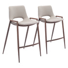 Zuo - Desi Tabouret de comptoir - Beige/Noyer - Ensemble de 2-Support d’accoudoirs