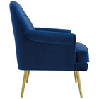 Modway - Revive Accent de boutons touffés Performance Velvet Fauteuil - Marine-Pieds en acier inoxydable doré