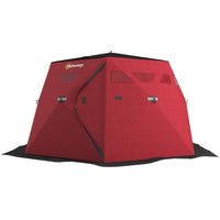 Outsunny - Abri De Pêche Sur Glace 4 Personnes- Tente De Pêche Sur Glace Pop-Up- Rouge-Intérieur chaud avec protection contre les températures jusqu'à -22℉/-30℃ 
