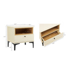 Manhattan Comfort - Table de nuit moderne Amara 50 cm, crème et chêne naturel-Caractéristiques : casier ouvert à cadre interne avec pieds en métal noir pour le design et la durabilité