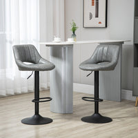 HOMCOM - Tabourets de bar pivotants à hauteur de comptoir réglable - gris - paquet de 2-Emballé par lot de 2, il est excellent pour créer un look coordonné dans votre maison 
