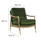 Modway - Langford Performance Velvet Fauteuil d’accent - Noyer vert mousse-Rembourrage résistant aux taches