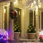 HOMCOM - 2 sapins de Noël artificiels pré-illuminés LED - mini sapin de Noël-Contrôleur inclus 