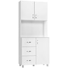 HOMCOM - Armoire de cuisine autoportante avec deux portes - blanc-Deux armoires à portes, chacune comprend une étagère intérieure réglable pour ranger différents types d’objets 