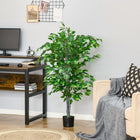HOMCOM - Arbre artificiel ficus 4,5 pi avec feuilles réalistes pour intérieur - vert-Pot de pépinière robuste offrant une base stable 