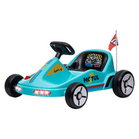 Qaba - Kart à pédales électrique pour enfants 6V 7AH à batterie - bleu-Les deux moteurs assurent une vitesse stable de 1,9 mi/h (3 km/h) sur les surfaces planes 