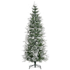 HOMCOM - Sapin de Noël artificiel 7 - 5' forme crayon enneigé-7.5ft de haut, luxuriants avec une forme de cyprès, qui donnent un aspect sain et naturel 