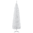 HOMCOM - Sapin de Noël artificiel 7' mince - décoration de fête - blanc-L'arbre de Noël artificiel de 7 pieds de haut a un style de crayon mince 