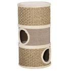PawHut - Arbre à chat 3 trous, 15 po x 28 po - kaki et brun-Le tonneau à griffer est recouvert de peluche douce pour un confort douillet 