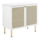 Modway - Chaucer 36" Vanette de salle de bain - Blanc blanc-MDF et panneau de particules
