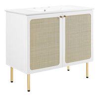Modway - Chaucer 36" Vanette de salle de bain - Blanc blanc-MDF et panneau de particules