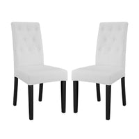 Modway - Confer Vinyle Fauteuil d’appoint de salle à manger Ensemble de 2 - Blanc-Chaise de salle à manger moderne