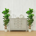 HOMCOM - Arbre artificiel de figuier lyre 5 pi pour décoration intérieure - vert - lot de 2-Profitez d'une beauté toujours verte toute l'année sans aucun entretien ni arrosage nécessaire 