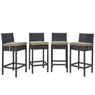 Modway - Convene 4 pièces Terrasse extérieure Coffret de pub - Espresso Moka-Tissage en rotin synthétique