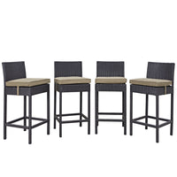 Modway - Convene 4 pièces Terrasse extérieure Coffret de pub - Espresso Moka-Tissage en rotin synthétique