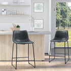 HOMCOM - Tabourets de bar hauteur comptoir avec dossier - noir - paquet de 2-Repose-pieds pour une posture détendue 

