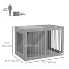 PawHut meuble cage pour chien 31,5 po avec double porte, pour chiens de taille moyenne - gris-La porte supérieure est facile à nettoyer et se ferme en douceur 