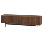 Hudson&Canal - Meuble TV Whitman pour téléviseurs jusqu'à 75" - Noyer satiné-Le dessus a une capacité de poids de 75 lb, la zone de rangement intérieure peut contenir 45 lb dans chaque section