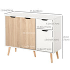 HOMCOM - Buffet 35,4 po L - blanc et bois naturel-Peut également être utilisé comme coffre ou buffet de rangement dans un bureau moderne ou un salon 
