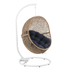 Modway - Encase Terrasse extérieure Rotin Chaise à balançoire - Bleu marine cappuccino-Fauteuil à balançoire extérieur moderne
