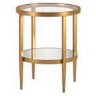 Hudson&Canal - Table d'appoint ronde Hera (50 cm de largeur) avec étagère miroir - Laiton antique-Le dessus a une capacité de poids de 40 lb, l'étagère peut supporter 20 lb