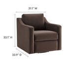 Modway - Liora Performance Velvet Fauteuil - Chocolat-Coussin de dossier et de siège amovible