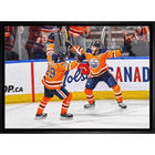 Leon Draisaitl and Connor McDavid Oilers Celebration-H - Toile encadree - 31" x 22"-Impression sur toile de qualité supérieure avec bordures enveloppées