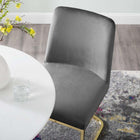 Modway - Amplify Base de traîneau Performance Velvet Fauteuil d’appoint de salle à manger - Gris or-Chaise à base de traîneau