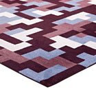 Modway - Andela Mosaïque de blocs imbriqués Tapis de 5 pi l x 8 pi L - Rouge multicolore et bleu clair-Microfibre 100% polyester