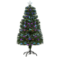 HOMCOM - Arbre de Noël artificiel à fibres optiques pré-éclairé de 4ft décoration de vacances étoile-L'arbre de style pin peut mesurer jusqu'à 3,9 pieds de haut et 2,2 pieds de diamètre  