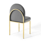 Modway - Isla Performance Velvet Fauteuil d’appoint de salle à manger Ensemble de 2 - Gris or-Capsules de pied non marquées