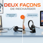 Delton - Casque/écouteurs Bluetooth 35X pour ordinateur avec dongle USB à appairage automatique et station de recharge rapide, noir-Branchez-le et mettez-le sous tension instantanément grâce à sa simplicité « plug-and-play », ce qui élimine le stress lié à la configuration et vous permet de passer directement à l'action.