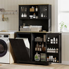 HOMCOM - Armoire de cuisine avec station de recharge et compartiment pour poubelle - noir-Étagères réglables avec trois options de hauteur pour une organisation flexible 