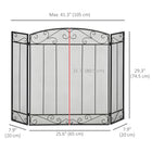 HOMCOM - Pare-étincelles pliant de foyer à 3 panneaux avec treillis métallique à motif de vigne, noir-La conception en maille vous permet de regarder le feu à travers l'écran 