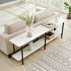 Manhattan Comfort - Console moderne Celine 70,87 po - Blanc-Pieds en acier carbone avec finition noire pour la mode et la durabilité
