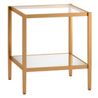 Hudson&Canal - Table d'appoint carrée Hera 50 cm de large avec étagère miroir - Laiton-Un design contemporain moderne pour votre salon, votre chambre et plus encore