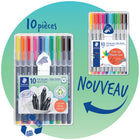 Staedtler - Marqueurs Fineliner triplus – 0,3 mm – couleurs variées – paquet de 10-Couleurs variées