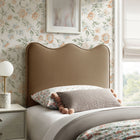 Modway - Athena Velours de performance résistant aux taches Tête de lit jumelée, Taupe-Rembourrage en mousse dense