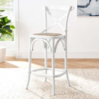 Modway - Gear Tabouret de comptoir - Blanc-Siège en rotin tissé