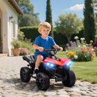Qaba - Véhicule tout-terrain pour enfants 4 roues, alimenté par batterie 6V, avec musique et phares à DEL - rouge-Fabriqué en métal robuste et en PP pour une expérience sûre et stable 