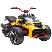 Qaba - Véhicule électrique pour enfants à 3 roues 12V à batterie - jaune-Démarrage progressif et modes à deux vitesses offrent une conduite sûre et fluide pour les enfants 