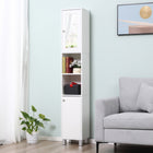 Kleankin - Armoire de salle de bain haute et étroite avec miroir - blanc-Miroir clair offrant un espace pour se préparer 