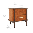 Modway - Coralie 2 tiroirs Cuir végétalien courbé Table de chevet, Noyer Tan-Cadre végétalien gainé de cuir